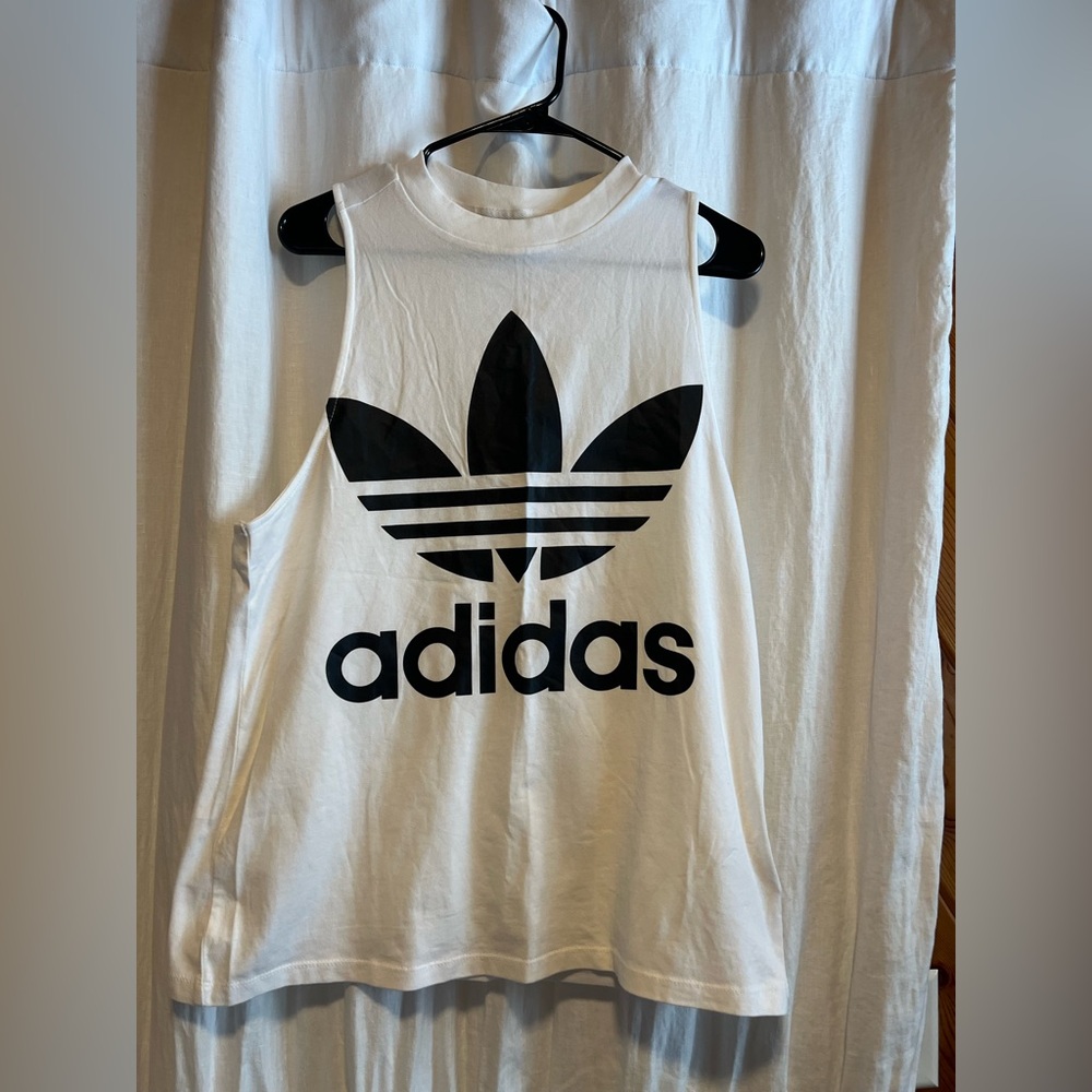 Adidas White Sleeveless Tank Top